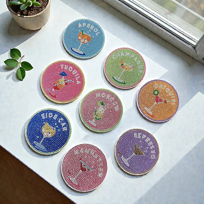 Cocktails - DIY Diamond Painting Coaster Kit (8pcs)