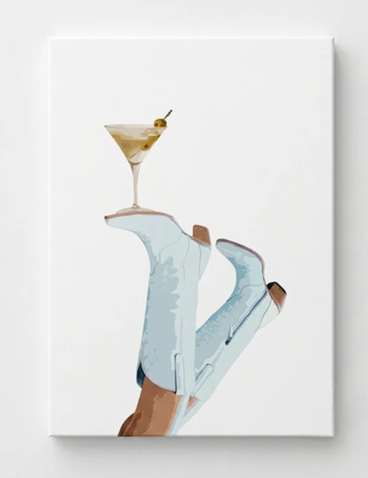 Kit de arte en lienzo con diamantes de imitación "Botas y Martini"