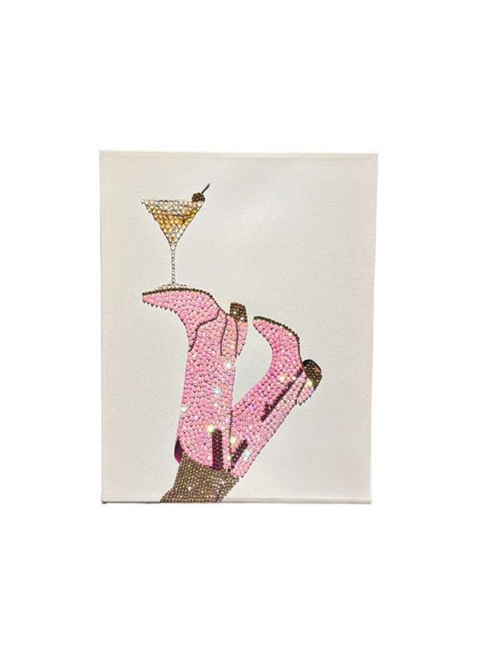 Boots & Martini Rhinestone Canvas Art Kit