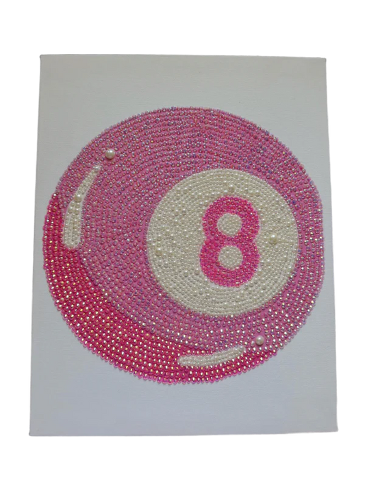 Mini 8 Ball Rhinestone Canvas Art Kit Set (8 ball*4, 6x8")