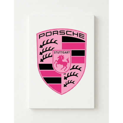 Pink Porsche Logo Rhinestone Canvas Art Kit