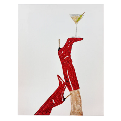 Kit de arte en lienzo con pedrería de botas rojas y Martini