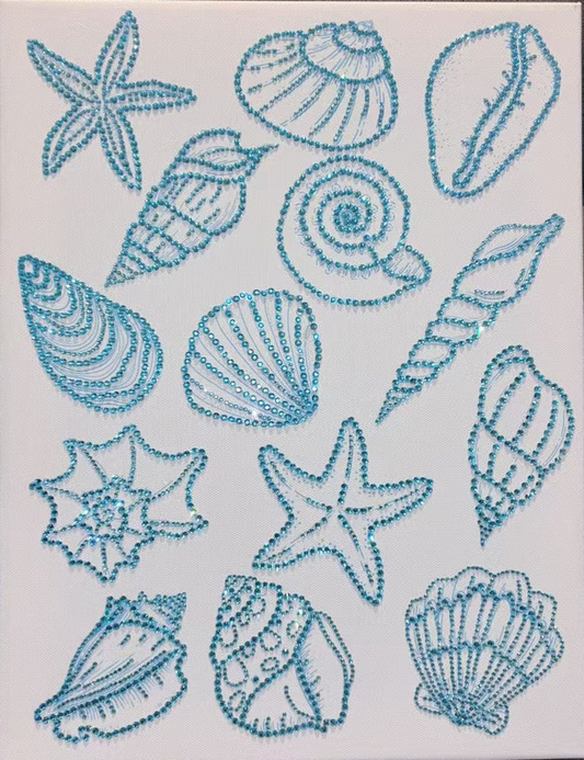 Seashell Rhinestone Canvas Art Kit