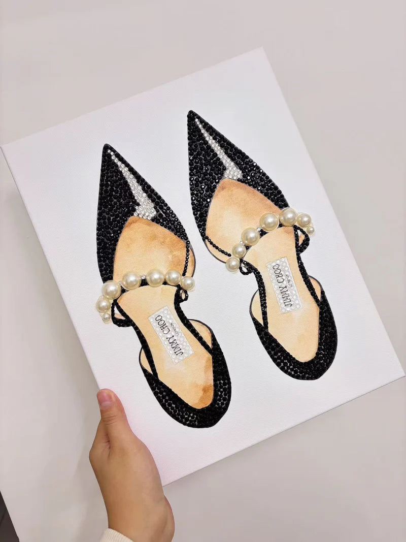 DIY Jimmy Choo Pearl High Heels Rhinestone Canvas Art Kit