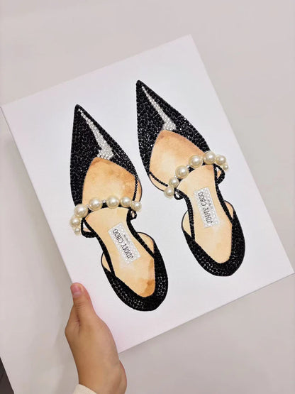 DIY Jimmy Choo Pearl High Heels Rhinestone Canvas Art Kit