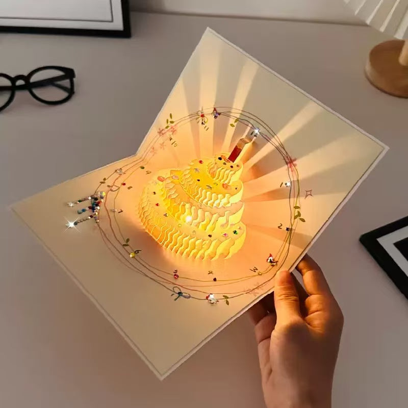 3D Pop-Up Musical Birthday Card with Rhinestones