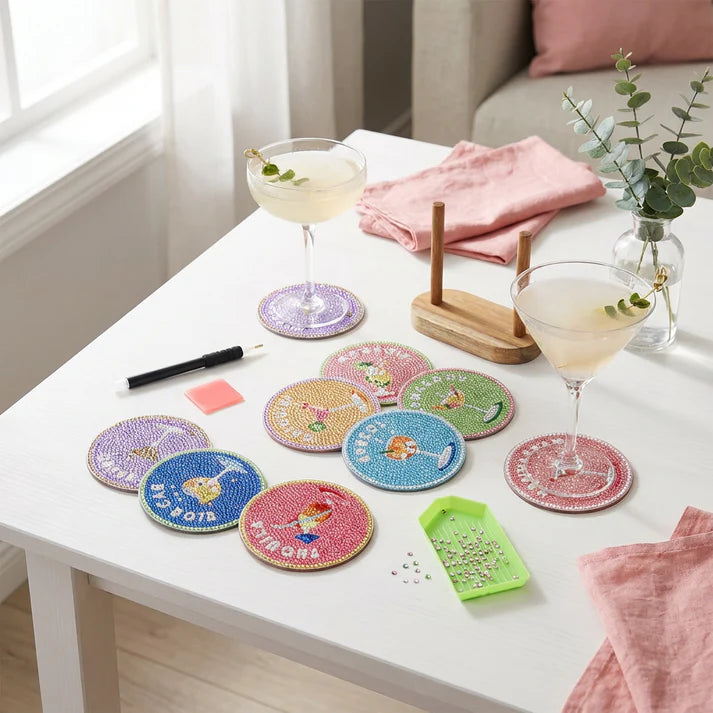 Cocktails - DIY Diamond Painting Coaster Kit (8pcs)
