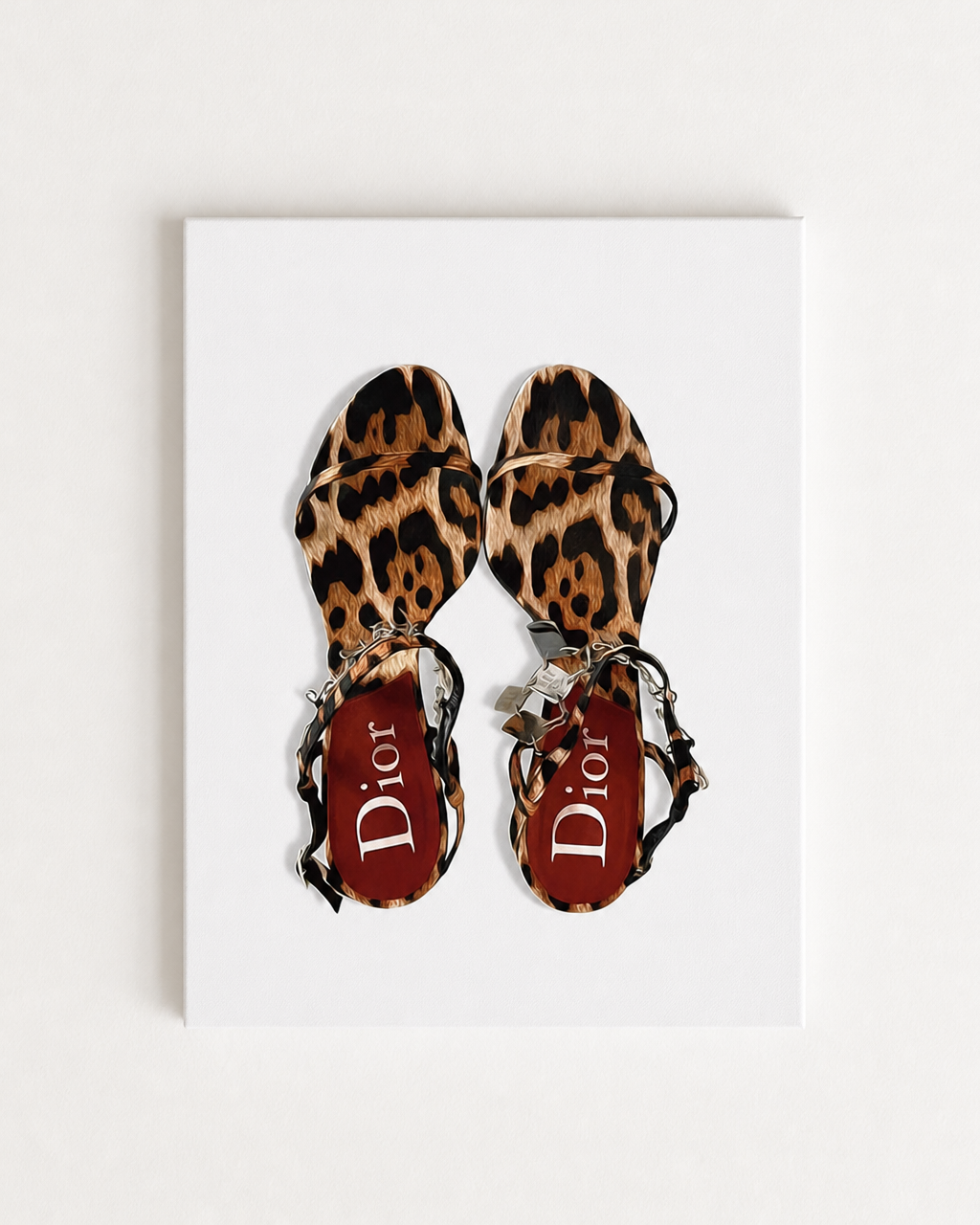 Dior Leopard Print Cheetah Heel/ Shoes Rhinestone Canvas Art Kit