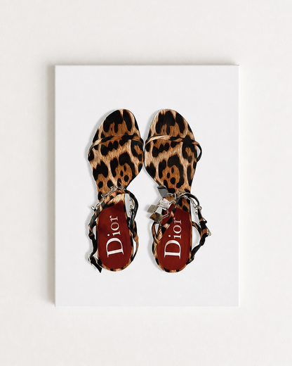 Dior Leopard Print Cheetah Heel/ Shoes Rhinestone Canvas Art Kit