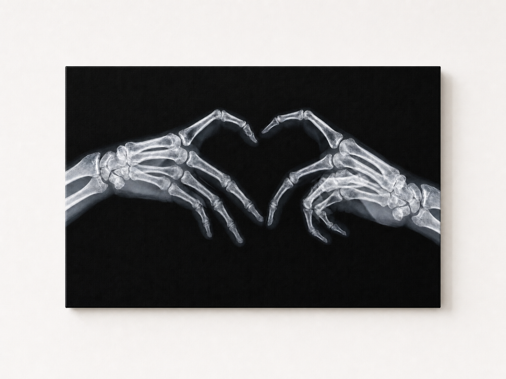 X-Ray Heart Hands Rhinestone Canvas Art Kit