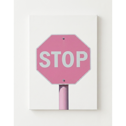 Pink Stop Sign Rhinestone Canvas Art Kit
