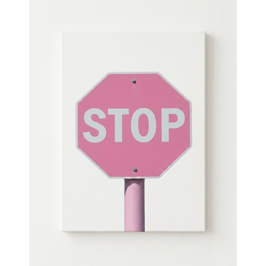 Pink Stop Sign Rhinestone Canvas Art Kit