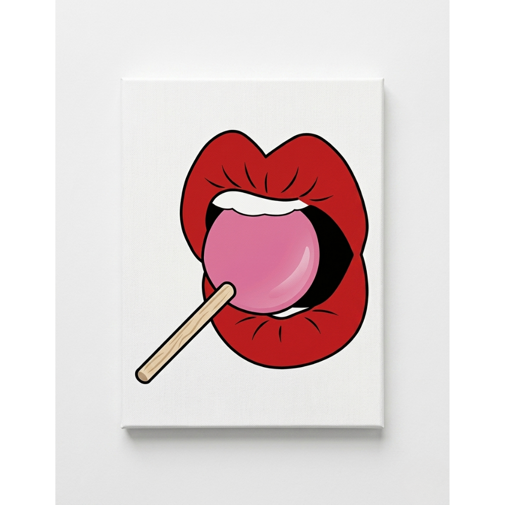 Red Lip and Lollipop Rhinestone Canvas Art Kit