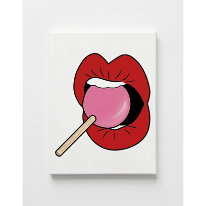 Red Lip and Lollipop Rhinestone Canvas Art Kit