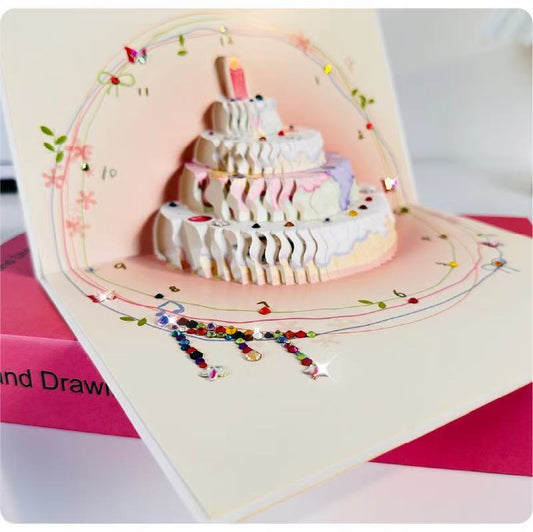 3D Pop-Up Musical Birthday greeting card with Rhinestones