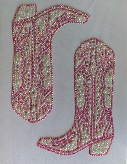 Double Cowgirl Boot Rhinestone Canvas Art Kit