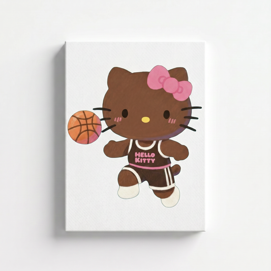 Basketball Tan Kitty Rhinestone Canvas Art Kit