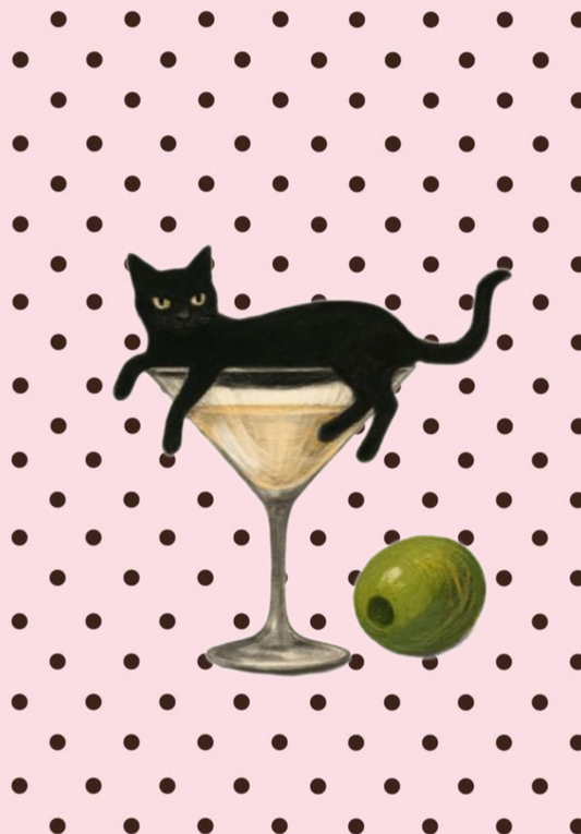 Kit de arte en lienzo con diamantes de imitación, diseño de martinis a rayas rosas