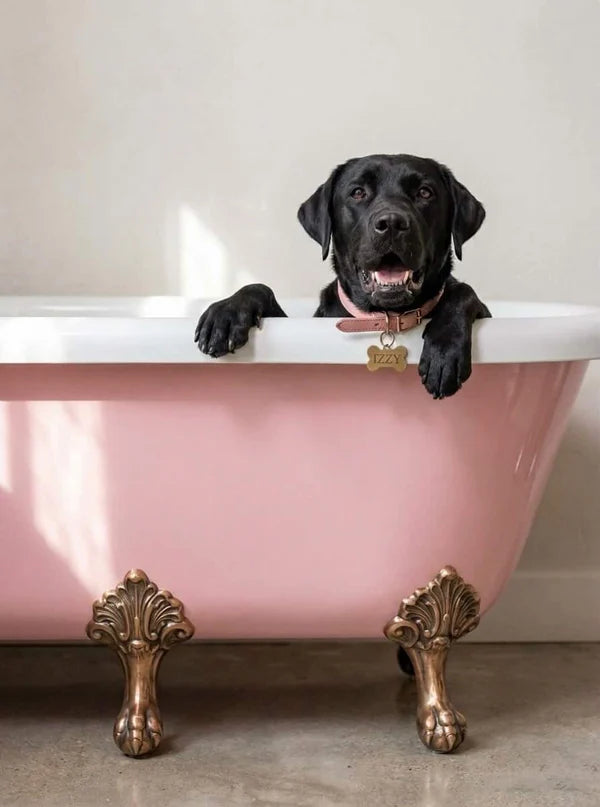 Black dog bathtub Rhinestone Canvas Art Kit