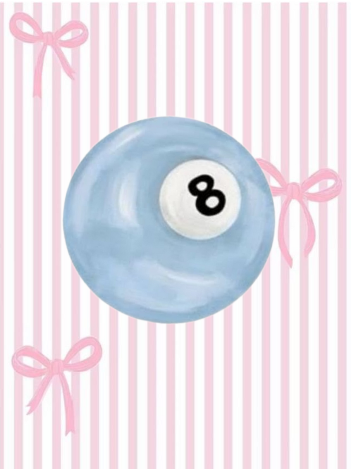 Blue 8 Ball with Pink Bows Rhinestone Canvas Art Kit
