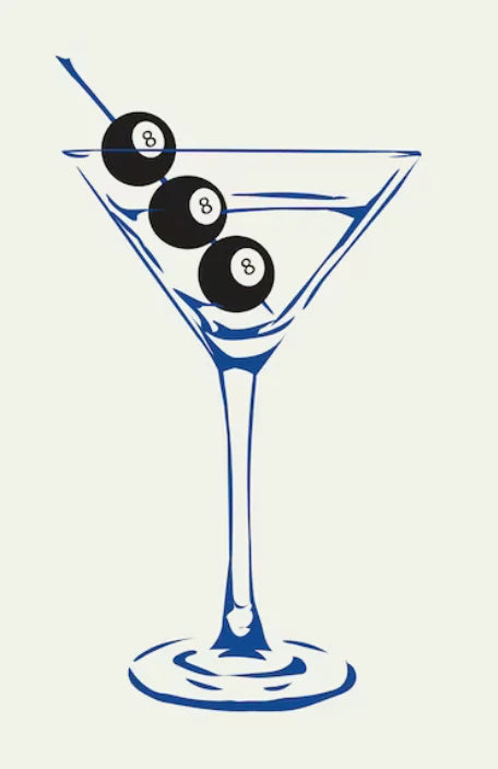Blue 8 Ball Martini Rhinestone Canvas Art Kit