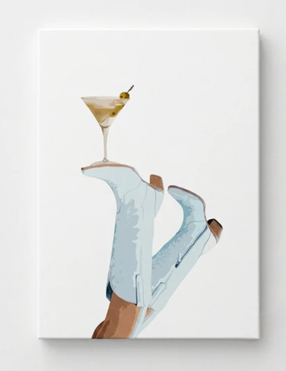 Boots & Martini Rhinestone Canvas Art Kit