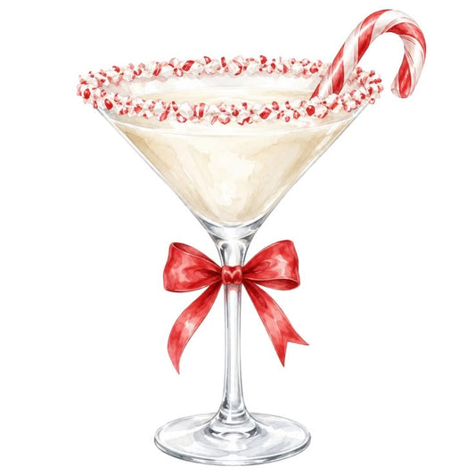 Candy Cane Martini Rhinestone Canvas Art Kit