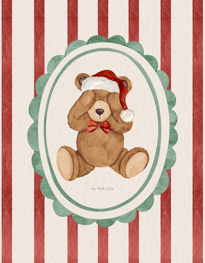 Christmas Bear Checkers Rhinestone Canvas Art Kit