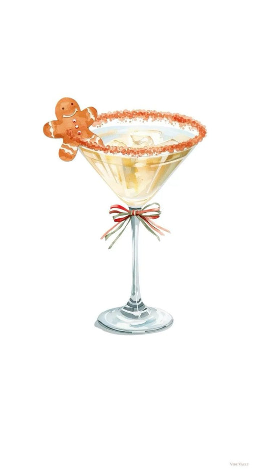 Gingerbread Martini Green Bow Rhinestone Canvas Art Kit