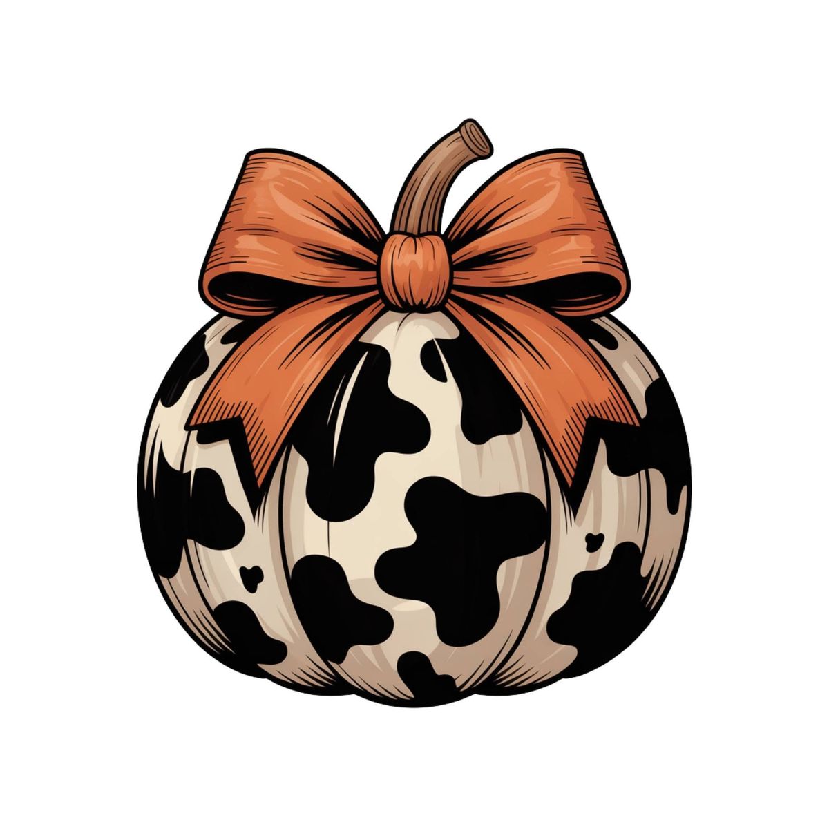 Cow Print Bow Pumpkin Rhinestone Canvas Art Kit