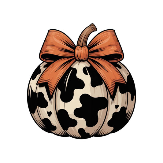 Cow Print Bow Pumpkin Rhinestone Canvas Art Kit