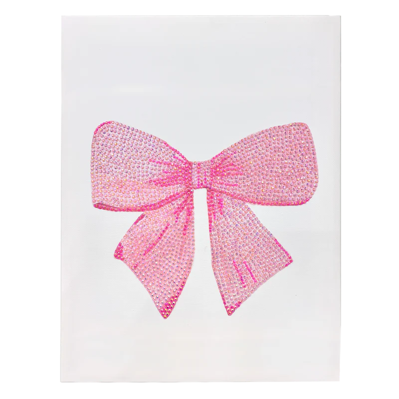 Kit de arte de lienzo con lazo rosa claro y diamantes de imitación