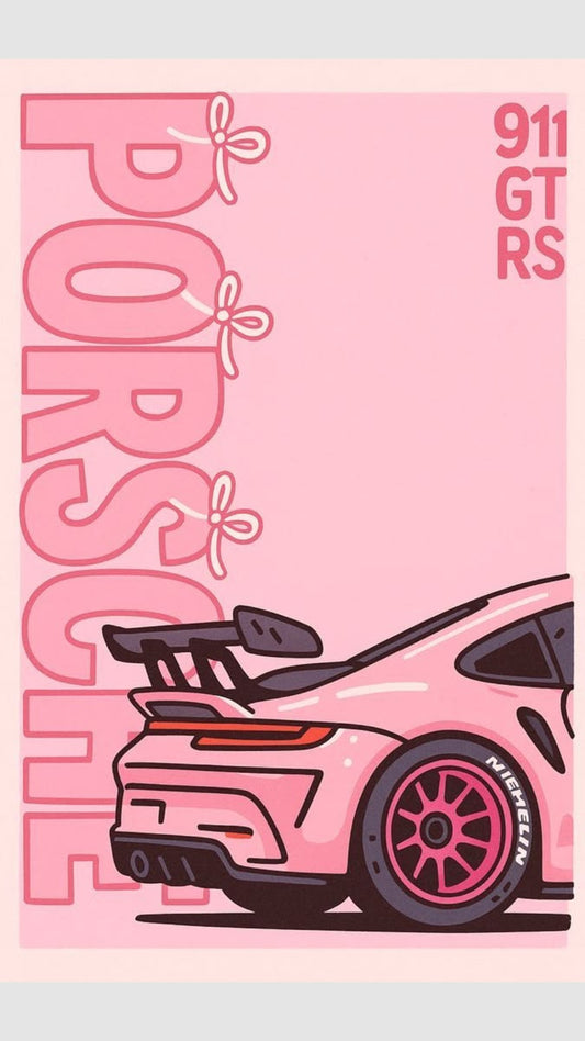 DIY Pink Porsche Rhinestone Canvas Art Kit