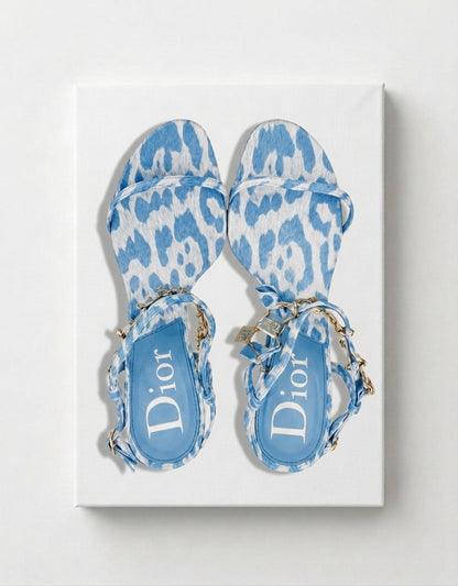 Kit de arte en lienzo con tacón/zapatos de guepardo estampado de leopardo Dior con diamantes de imitación