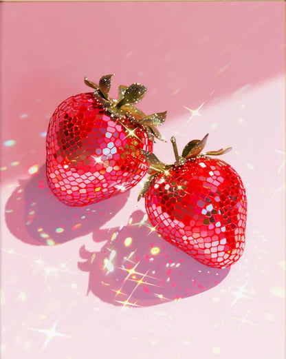 Disco pink strawberry’s Rhinestone Canvas Art Kit