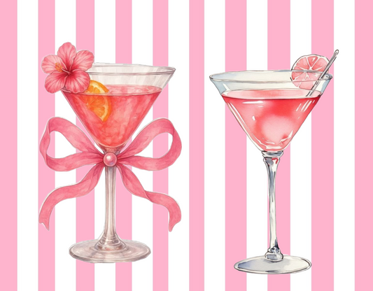Double Stripped Pink Martini Rhinestone Canvas Art Kit