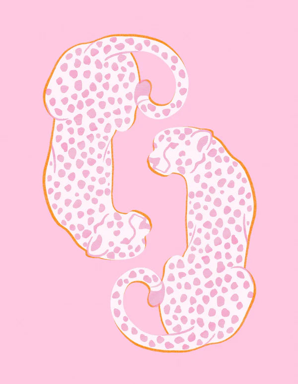 Double pink cheetah Rhinestone Canvas Art Kit