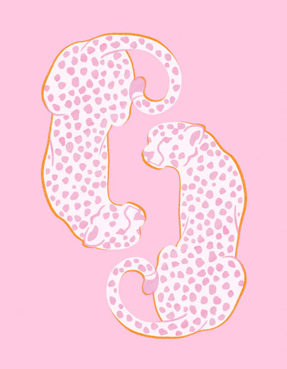 Double pink cheetah Rhinestone Canvas Art Kit