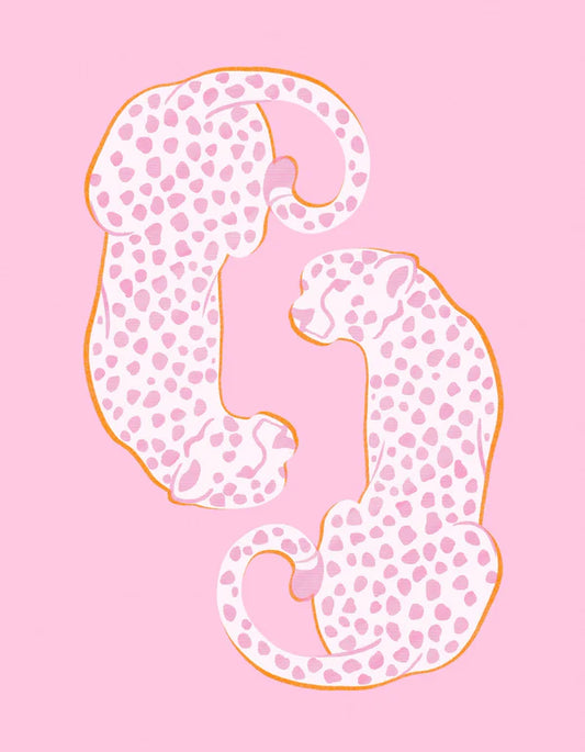 Double pink cheetah Rhinestone Canvas Art Kit
