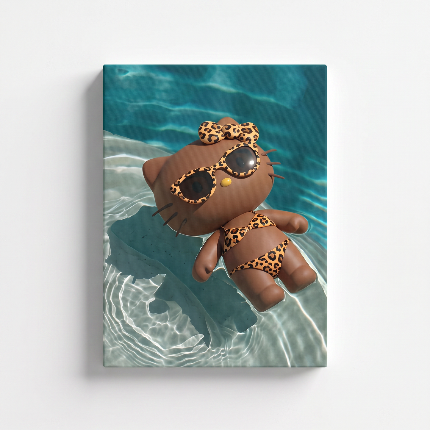 Floating Tan Kitty Rhinestone Canvas Art Kit