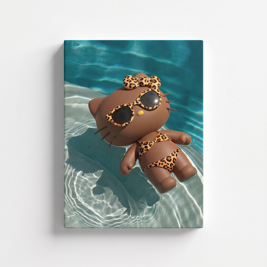 Floating Tan Kitty Rhinestone Canvas Art Kit