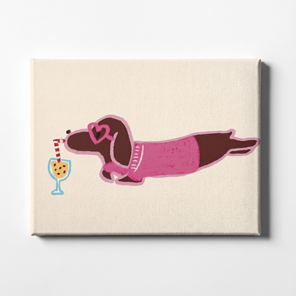 Full-Body Chill Doxie Rhinestone Canvas Art Kit