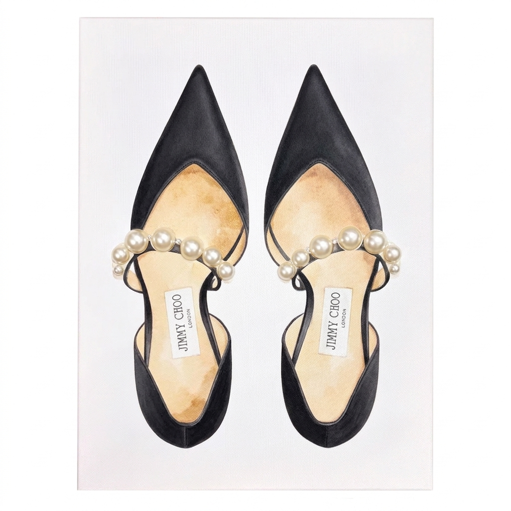 DIY Jimmy Choo Pearl High Heels Rhinestone Canvas Art Kit
