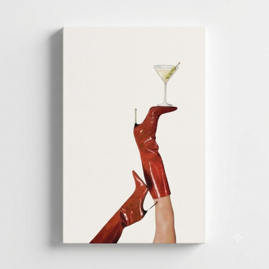 Red Boots and Martini Rhinestone Canvas Art Kit