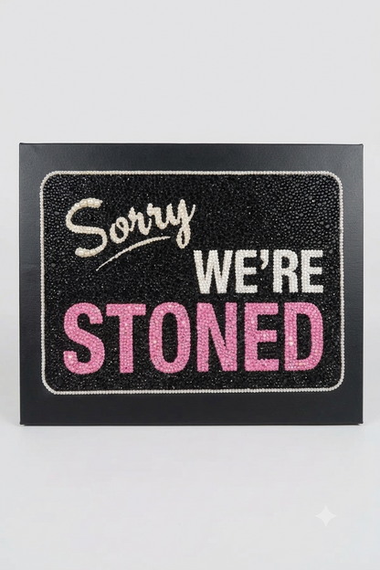 Kit de arte en lienzo "Pink sorry we’re stoned" con pedrería