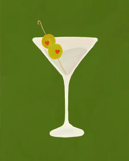 Green Heart Martini Rhinestone Canvas Art Kit