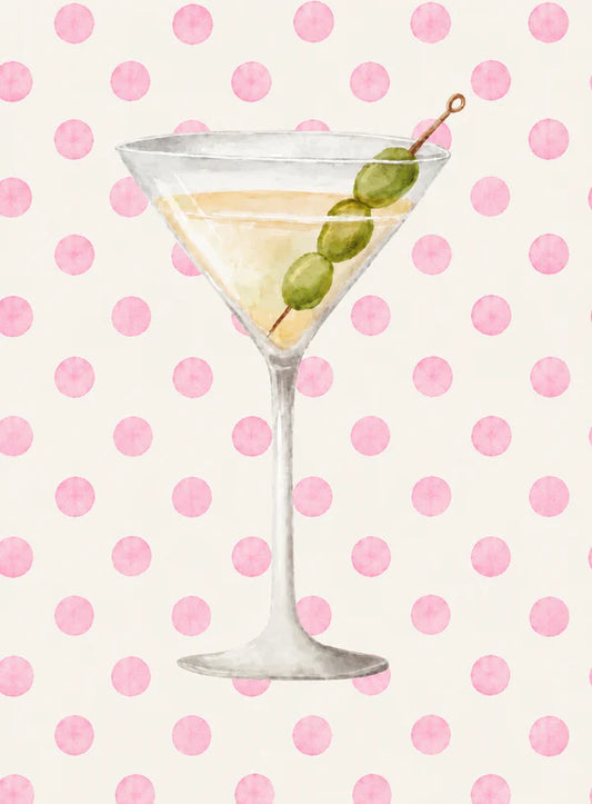 Polka Dot Martini Rhinestone Canvas Art Kit