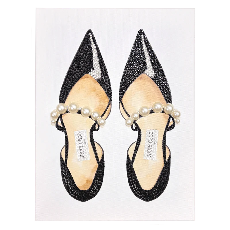 DIY Jimmy Choo Pearl High Heels Rhinestone Canvas Art Kit