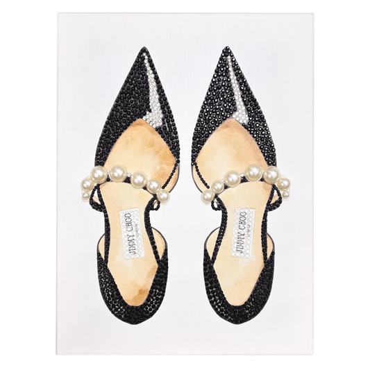 DIY Jimmy Choo Pearl High Heels Rhinestone Canvas Art Kit