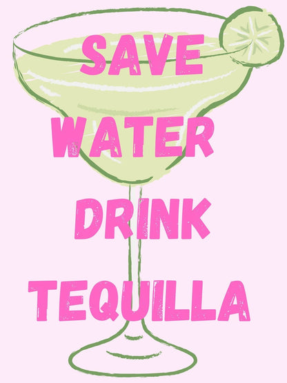 Save Water and Drink Tequila Rhinestone Canvas Art Kit-Pink Background